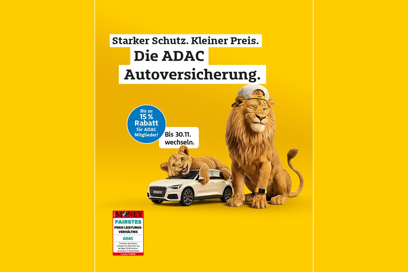 Motiv der Jahreswechsel-Kampagne 2026 der ADAC Autoversicherung (Copyright / Quelle: Sassenbach)