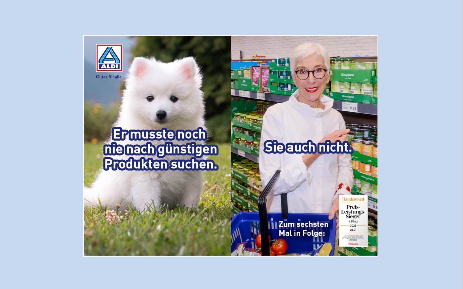 Motiv der ALDI Nord Tier-Memes Kampagne 2026 (Quelle / Copyright: Unternehmensgruppe ALDI Nord)