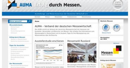 Screenshot: http://www.auma.de/ | AUMA – Verband der deutschen Messewirtschaft