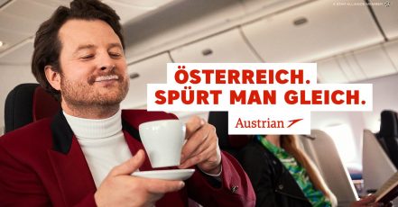 Kampagnenmotiv, thjnk Berlin / Austrian Airlines Kampagne 2023 (Copyrights: thjnk / Austrian Airlines)