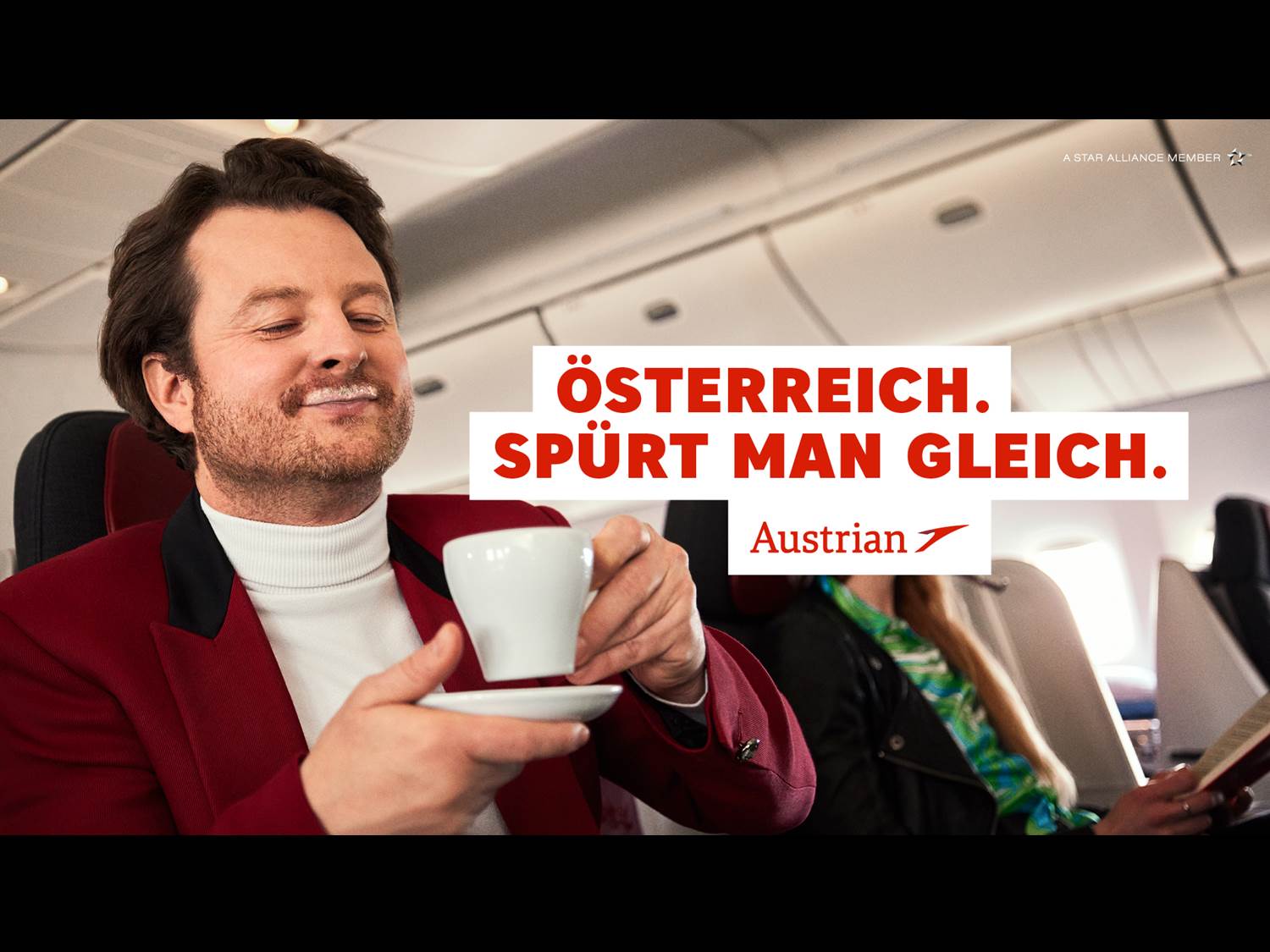 Kampagnenmotiv, thjnk Berlin / Austrian Airlines Kampagne 2023 (Copyrights: thjnk / Austrian Airlines)