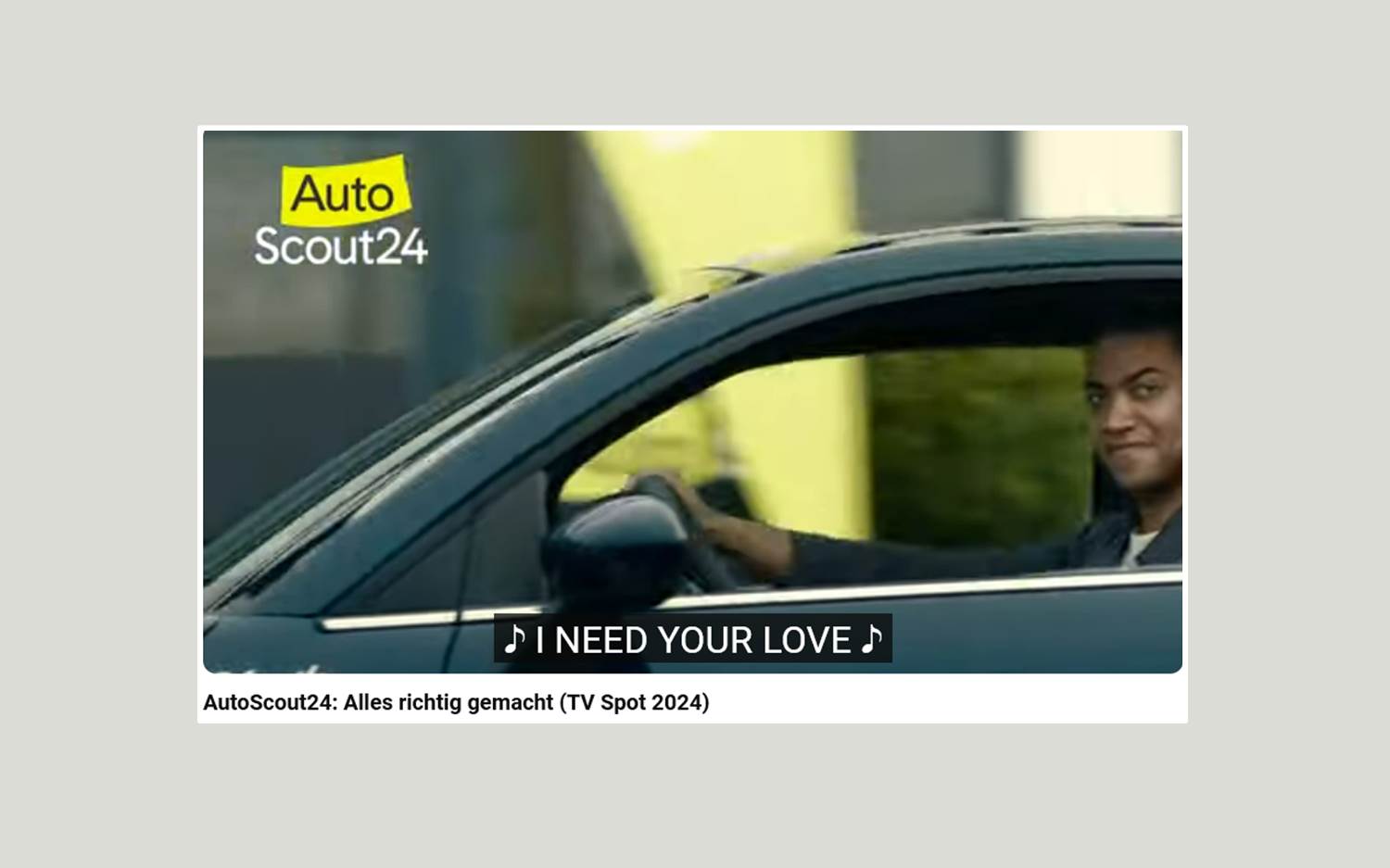 Neue Kampagne: AutoScout24 - Alles richtig gemacht, Szene aus dem TV-Spot, Screenshot v. 18.03.2024 (Quelle: YouTube / Copyrights: AutoScout24)