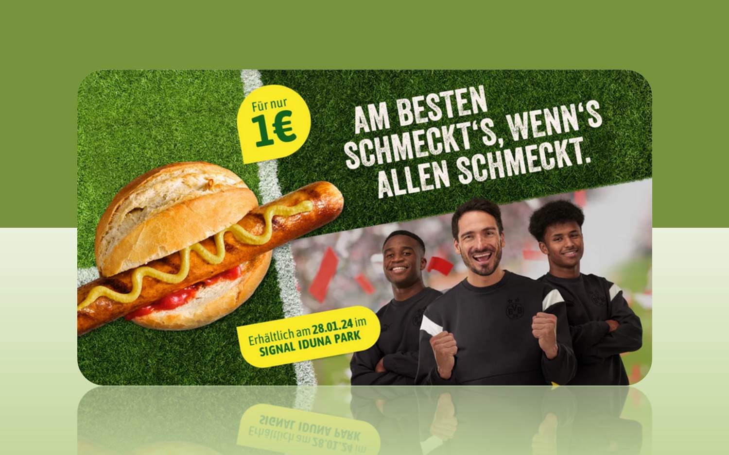 Werbemotiv rund um die BVB x Rügenwalder "Veganuary" Aktion am 28.01.2024 im SIGNAL IDUNA PARK (Bildquelle / Bildrechte: Rügenwalder Mühle Carl Müller GmbH / BVB).