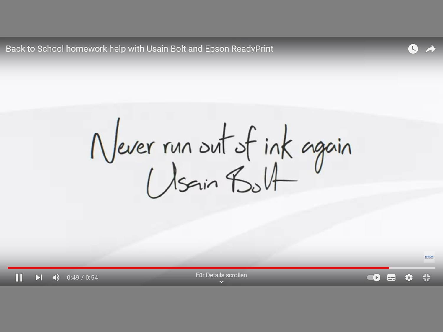 Video "Back to School homework help with Usain Bolt and Epson ReadyPrint"