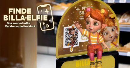 LWND erweckt die BILLA-Elfie auf dem Smartphone zum Leben. LWND und BILLA sorgen mit Augmented Reality für Weihnachtsstimmung in den Supermärkten (Copyright: LWND)