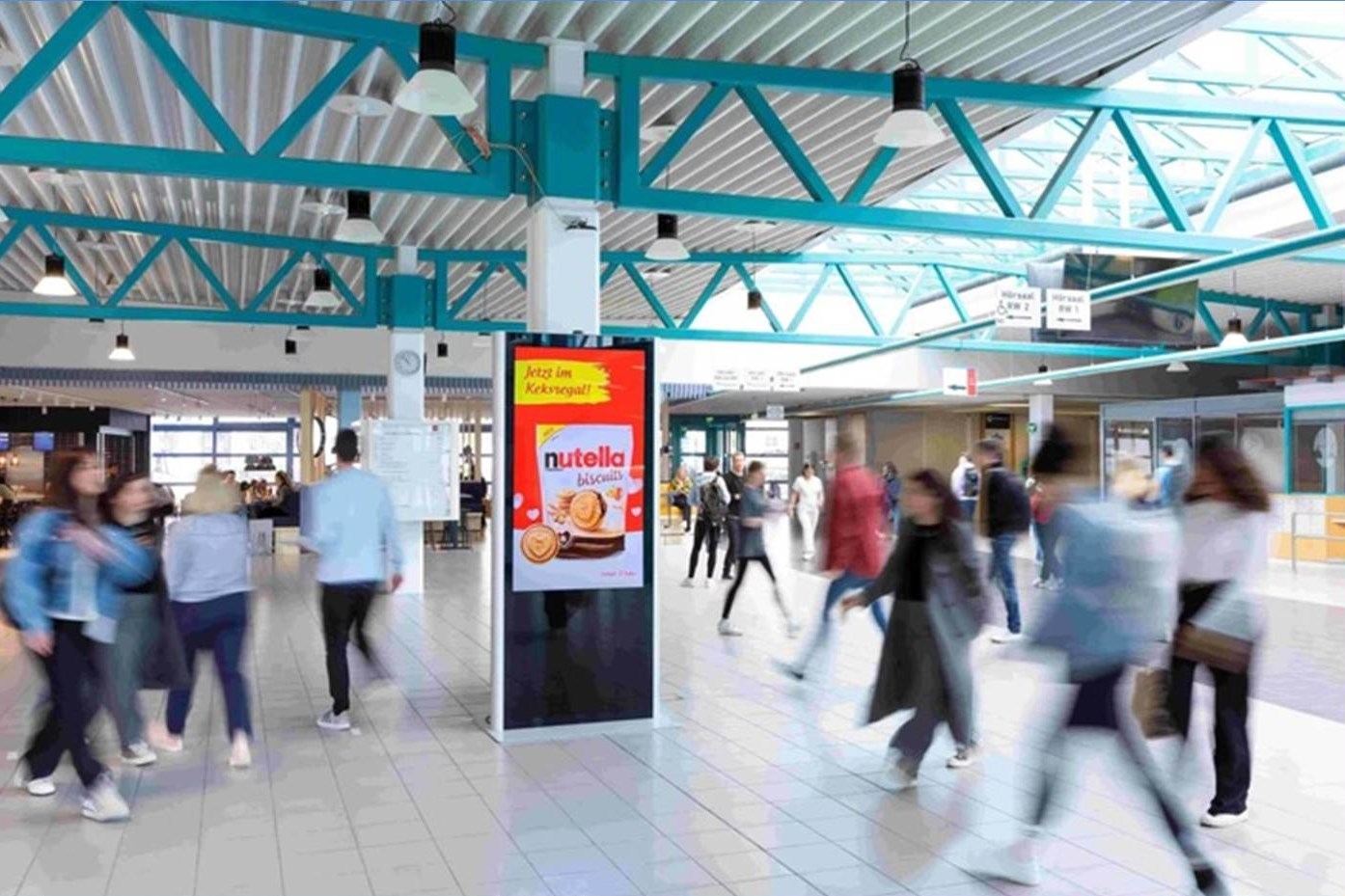 Beispiel für eine digitale Werbefläche des Campus-DOOH-Netzwerks an einer deutschen Hochschule (Bildrechte: Campus-Service GmbH)