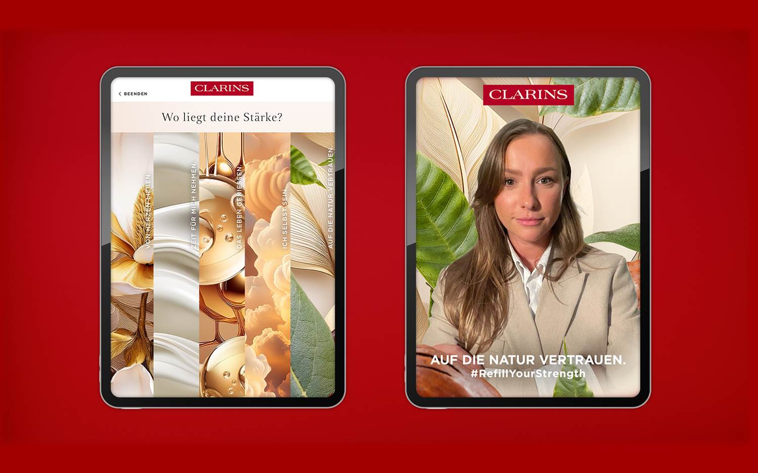 CLARINS RefillYourStrength Kampagne, in Zusammenarbeit mit mSTUDIO (Bildquelle: [m]STUDIO – The Relevance Company)