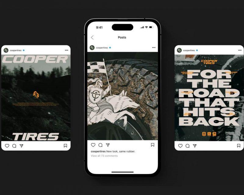 Der neue Markenauftritt von Cooper Tires mit Rittehelm- und Wolf-Symbolik sowie dem neuen Farbschema (Quelle / Copyright: Goodyear)