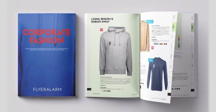 Bild: Der neue Corporate Fashion Katalog von FLYERALARM liefert nicht nur Produkte, sondern auch Hintergrundwissen und neue Trends. (Bildrechte: FLYERALARM)
