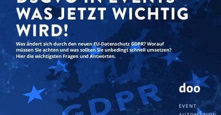 Cover des Whitepapers "DSGVO in Events – Was jetzt wichtig wird" von doo | Quelle: doo GmbH