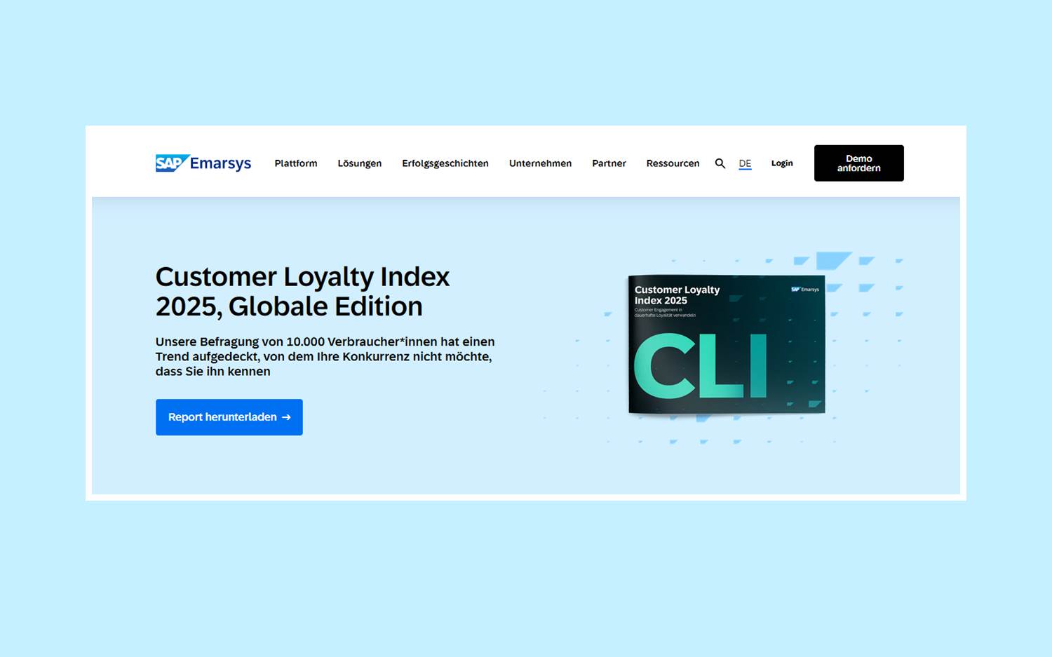 Cover-Motiv CLI Report, SAP Emarsys Customer Loyalty Index 2025 (Quelle: emarsys.com)
