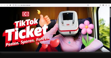 Screenshot v. 20.06.2025 der Website zur neuen TikTok-Kampagne der Deutschen Bahn (Quelle: bahn.de/tiktok-ticket)