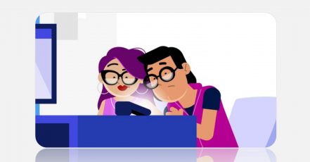 Standbild aus dem DBSV Animationsfilm – Die verflixten Touchscreens (Credits: DBSV/vjsual)
