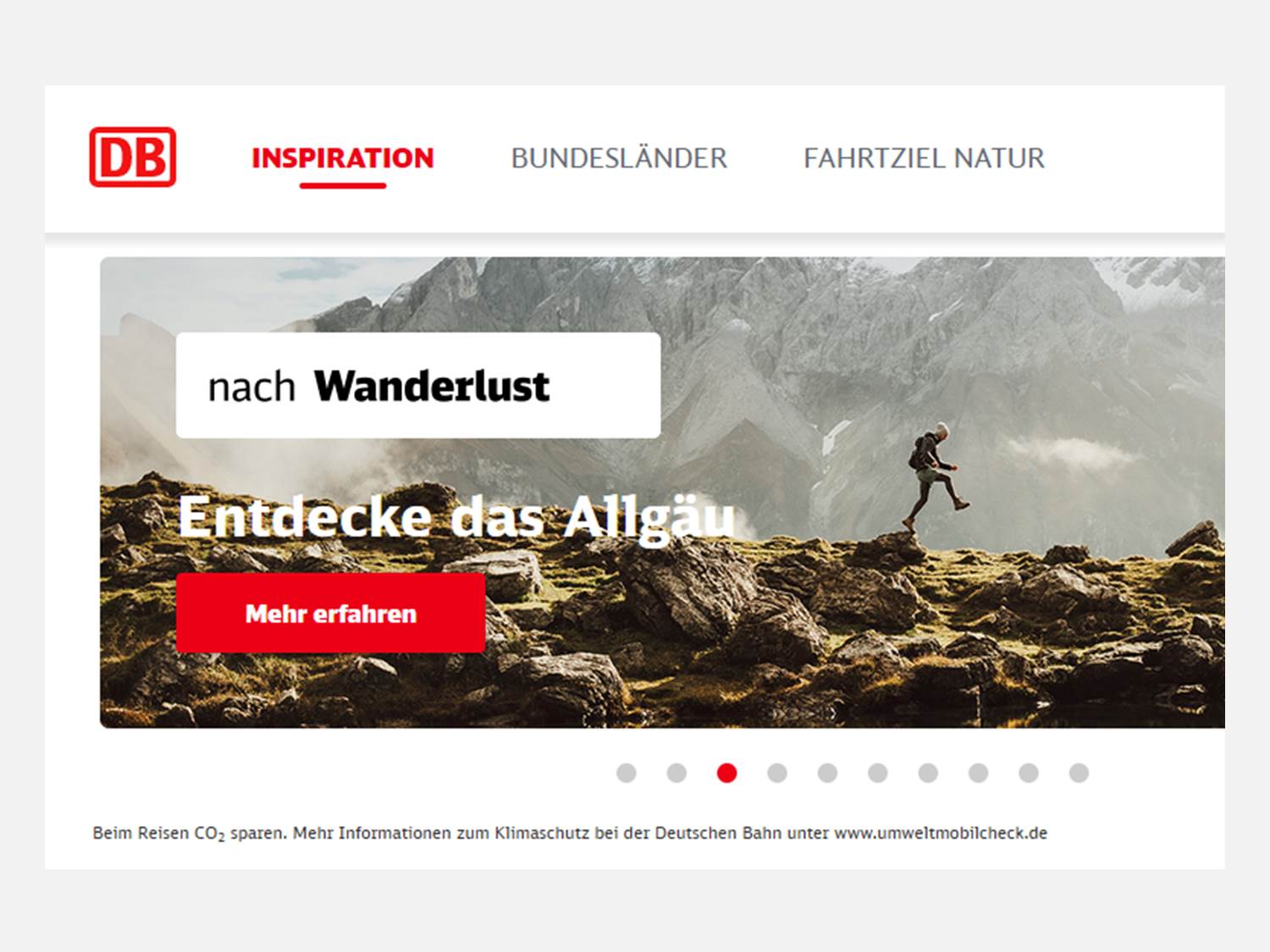 Deutsche Bahn Sommer Kampagne 2022 - Screenshot der Kampagnen Landing Page