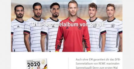 Screenshot: Aktionsseite "DFB Sammelalbum von REWE" (https://www.rewe.de/aktionen/dfb-sammelalbum