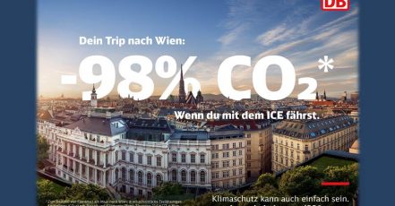 Bild: Die neue DB Kampagne 2021 - Kampagnenmotiv "Klimafreundlich Reisen nach Wien" (Quelle / Copyrights: Deutsche Bahn AG / Ogilvy)