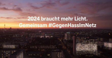 Deutsche Telekom Key Visual der neuen Kampagne "Licht an! Gegen Hass im Netz" (Copyrights: Deutsche Telekom)