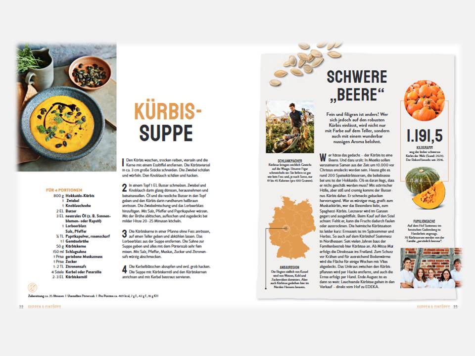 Bild: Innenansicht des EDEKA Heimat Kochbuchs, das am 1. Oktober in den Handel kommt. (Quelle / Copyrights: EDEKA)