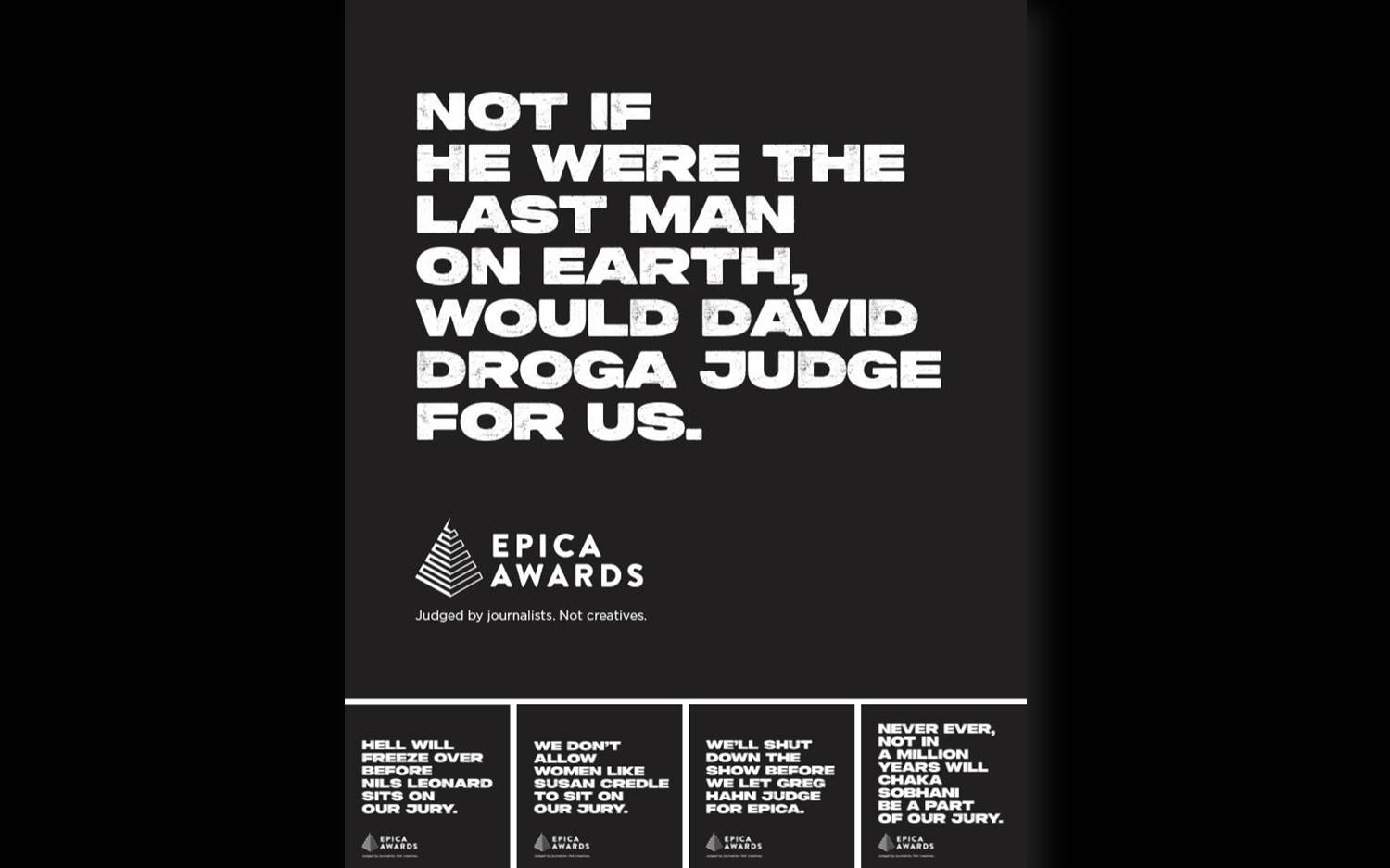 Motiv der Epica Awards Kampagne 2024, Early Bird Phase, Agentur BETC x Epica Awards (Quelle: Epica Awards)