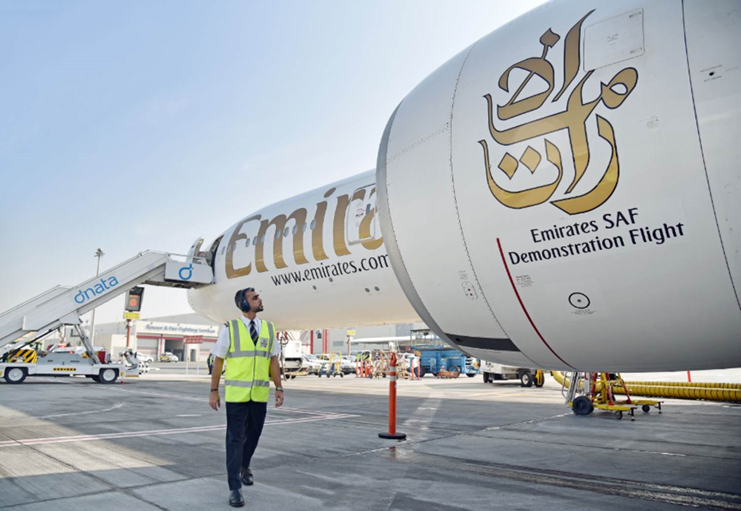 Emirates realisiert Demonstrationsflug mit 100 Prozent nachhaltigem Treibstoff SAF (Bildquelle: Emirates)