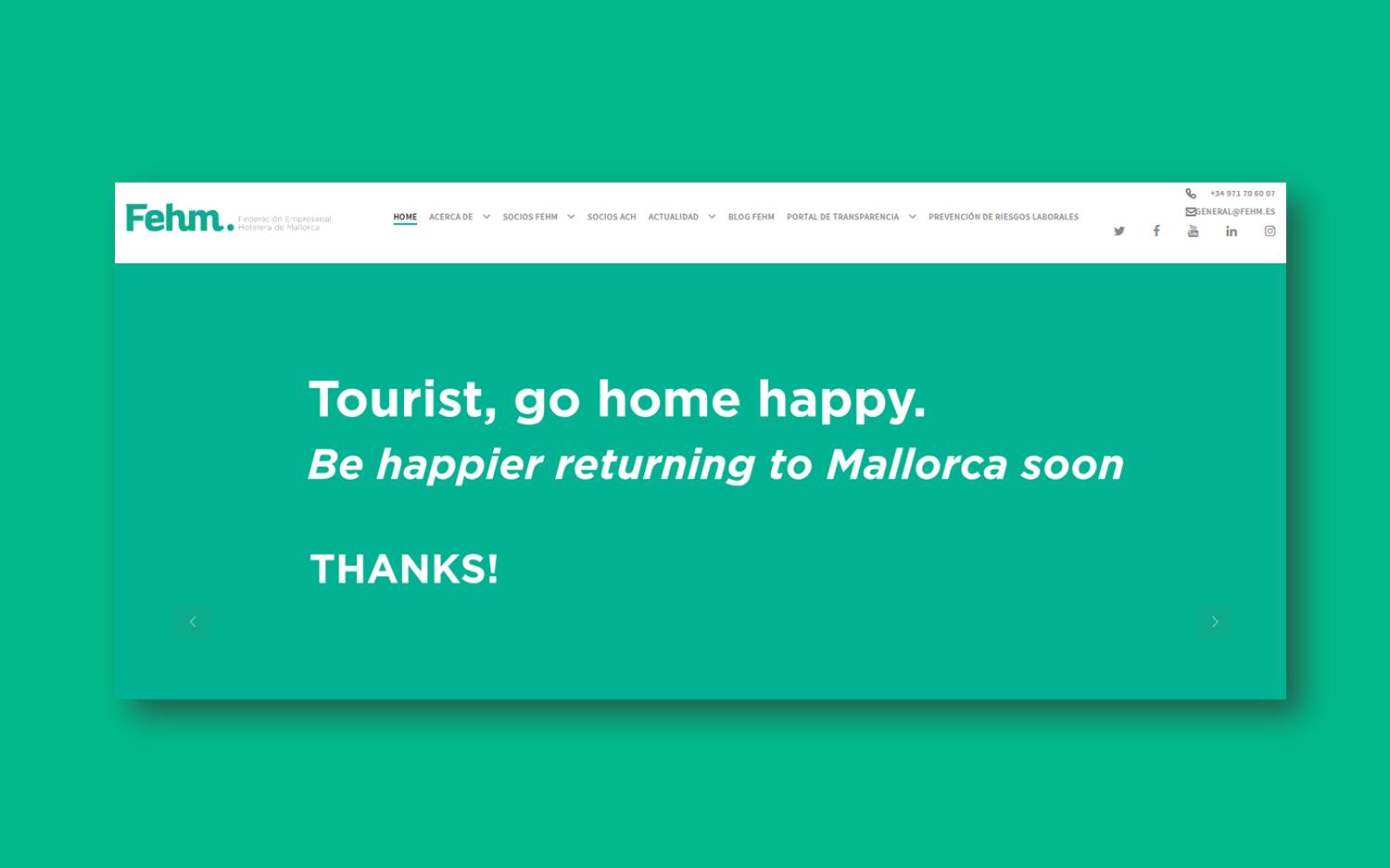 Screenshot vom 16. Juli 2025 der Website des mallorquinischen Hotelverbands FEHM (Quelle: www.fehm.info)
