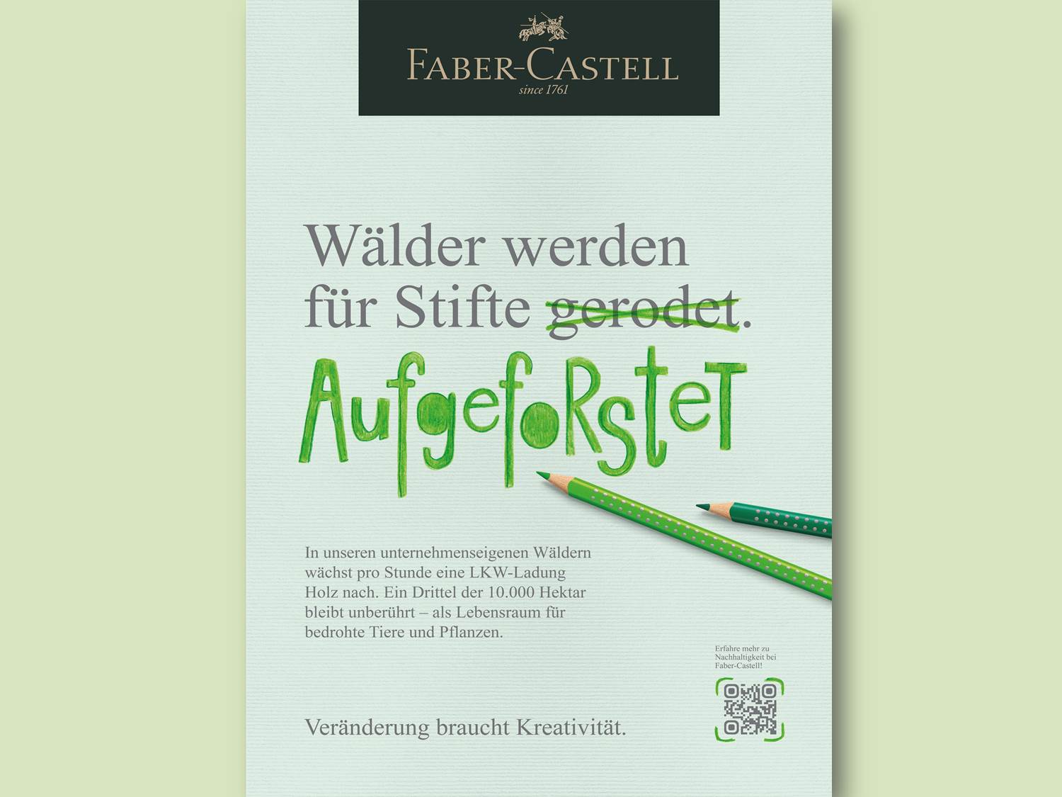 Motiv der internationalen 360 Kampagne von Faber-Castell "Change needs creativity" / "Veränderung braucht Kreativität" (Bildrechte: Faber-Castell)