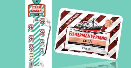 Zapfsäulen Display und Packaging für die limitierte Cola-Edition von Fisherman's Friend (Fotos: CFP Brands Süßwarenhandels GmbH & Co. KG | Bild-Collage: Redaktion marketingScout.com)