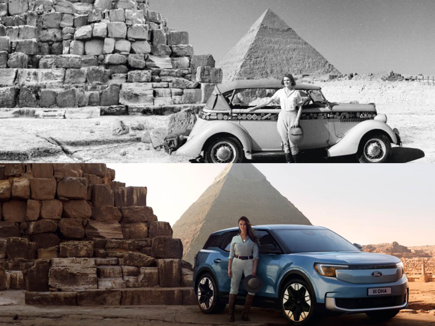 Zwei starke Frauen, zwei starke Autos, eine Weltumrundung vor 100 Jahren und heute – Ford startet ein neues Weltreise-Projekt im vollelektrischen Explorer (Bildrechte: Ford Werke)