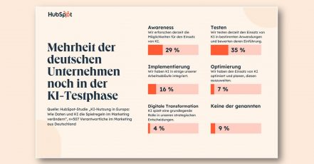 Grafik aus der HubSpot x LinkedIn Studie 2024 zur KI-Nutzung im Marketing - Mehrheit der deutschen Unternehmen noch in der KI-Testphase (Copyright: HubSpot)
