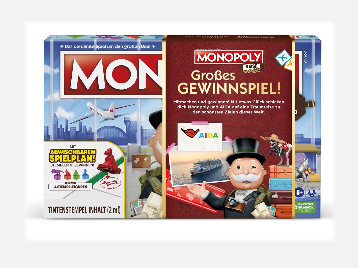 MONOPOLY Reise um die Welt | Neue Edition mit Aktionsbanderole in Kooperation mit AIDA Cruises.