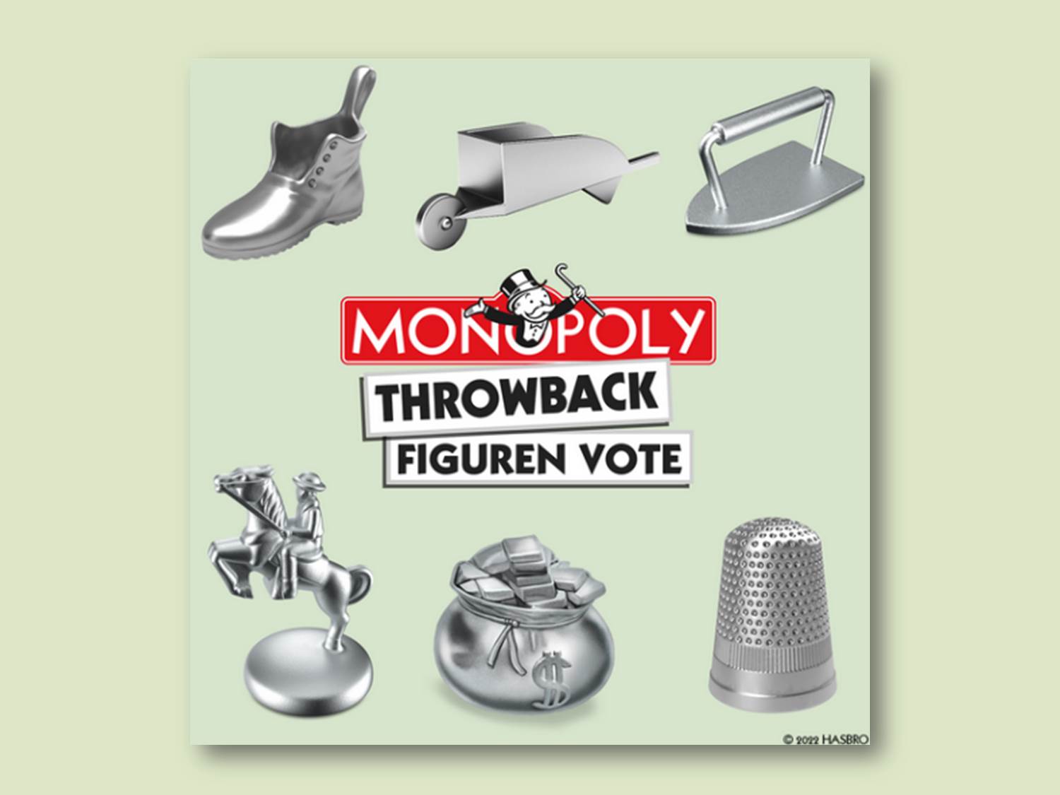 Bild: Kundenintegriertes Marketing – Hasbro Monopoly Throwback 2023 – Monopoly Fans können über die Rückkehr ihres Lieblingsspielsteins abstimmen. (Bildrechte: Hasbro Gaming)