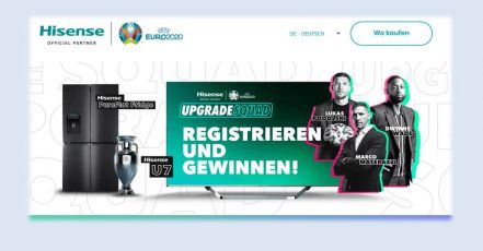 Bild: Screenshot der UEFA EURO Gewinnspiel-Website von Hisense