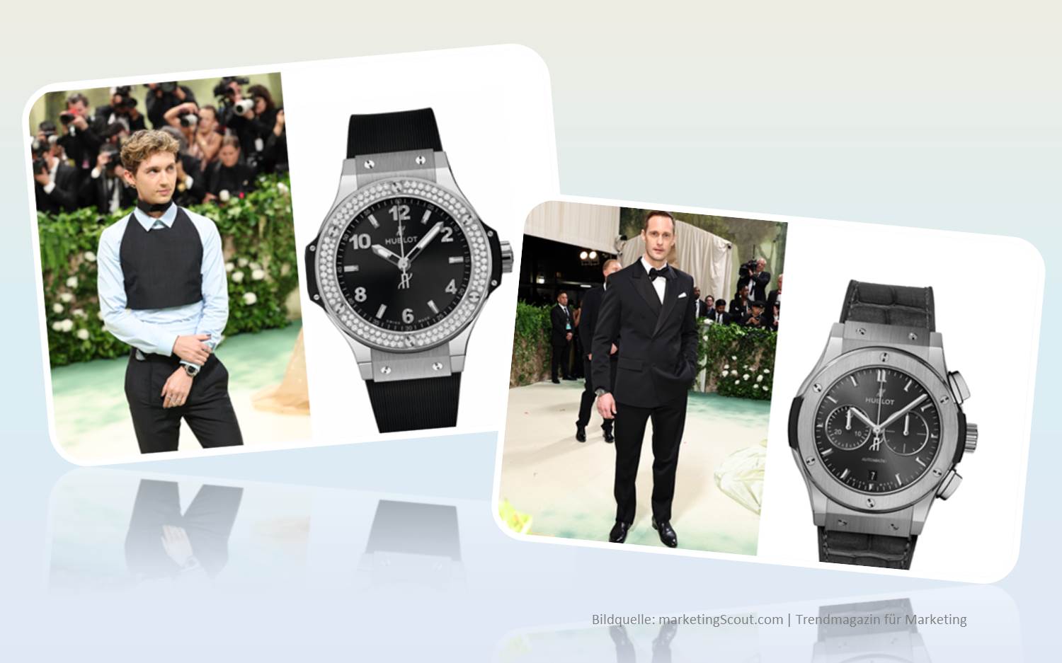 Troye Sivan und Alexander Skarsgård zeigen sich bei der Met Gala 2024 mit Uhren von Hublot
