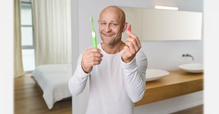 Bild: Neue Zahnpflege-Kampagne "Wer Te sagt, muss auch Pe sagen!". Der Schauspieler Jürgen Vogel ist erneut Markenbotschafter für TePe. (Bildrechte: TePe D-A-CH GmbH)