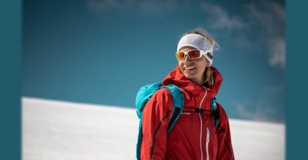 Katharina Ueltschi auf dem Weg zum Gipfel des Piz Bernina