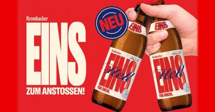 Das neue EINS Hell von Krombacher geht ab dem 20. März 2023 zunächst in Nordrhein-Westfalen an den Start (Bildrechte: Krombacher Brauerei GmbH & Co.)