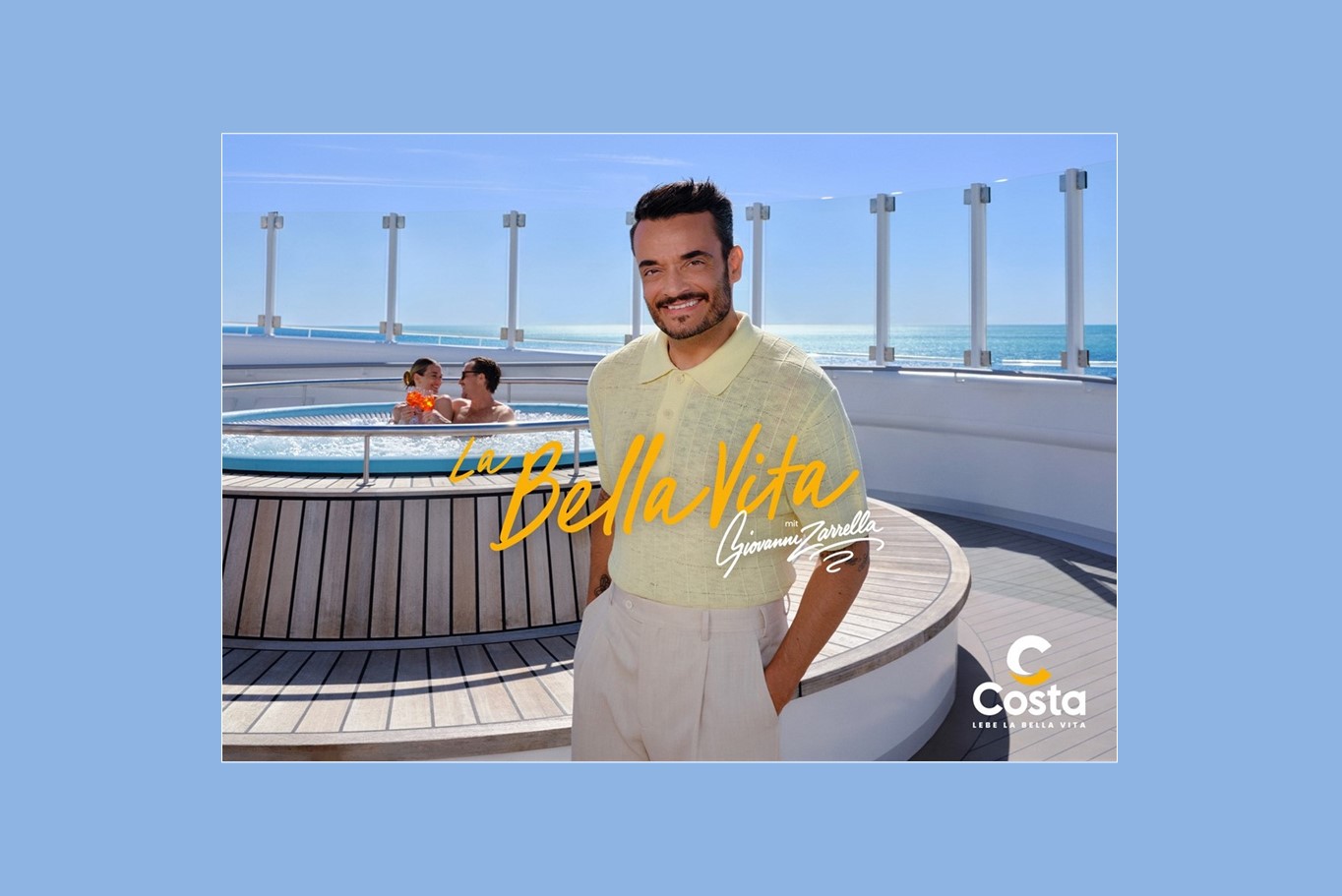 Costa La Bella Vita Kampagne mit Giovanni Zarrella. Costa Kreuzfahrten und Giovanni Zarrella setzen ihre erfolgreiche Zusammenarbeit fort. (Copyright: Costa Kreuzfahrten)