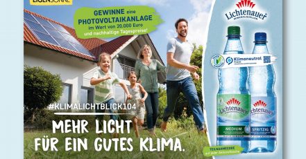 Mehr Licht für ein gutes Klima - Kampagnen-Motiv der Lichtenauer Mineralwasser Gewinnspiel-Kampagne 2022
