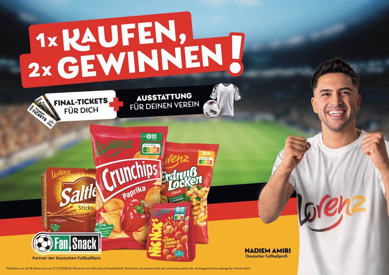 Lorenz WM-Kampagne 2026 mit Nadiem Amiri (Quelle: Lorenz)