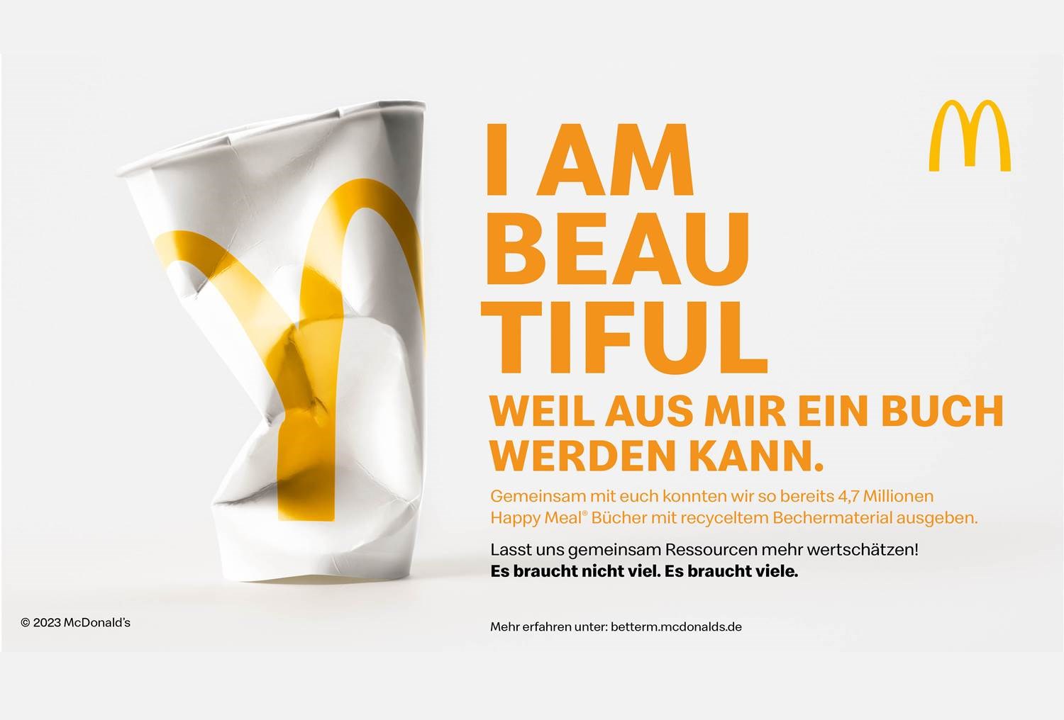 Kampagnenmotiv der neuen McDonald's "I am Beautiful" Kampagne, die sich für mehr Ressourcen-Wertschätzung stark macht. (Copyrights: McDonald's Deutschland LLC)