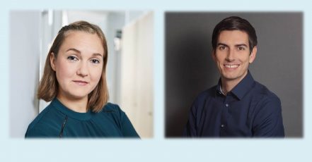 Bild (li): Michelle Kuhnert-Marggraff, Marketing Managerin in der Zentrale von Baufi24; Bild (re): Maximilian Balbach, Co-CEO der crossvertise GmbH