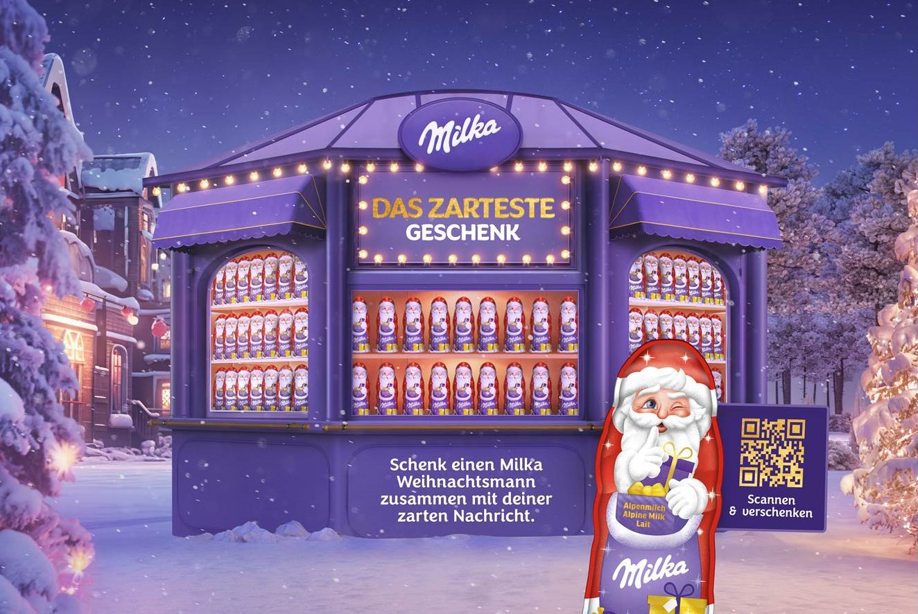 Key Visual der neuen Milka Weihnachtskampagne – Das zarteste Geschenk (Bildrechte: Milka / Mondelēz International Inc.)