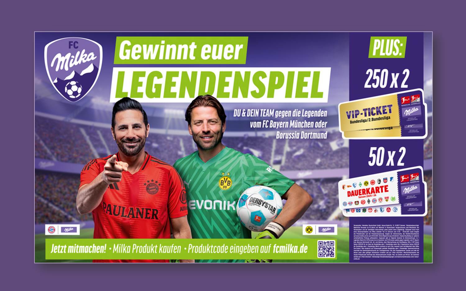 MILKA Legendenspiele 2025, Keyvisual (Bildrechte: Mondelēz International)
