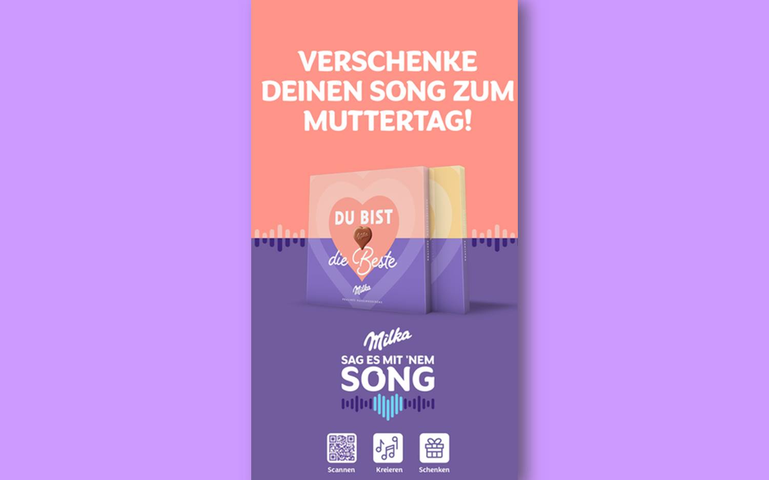 Milka Pralinen / Sag es mit ’nem Song – Kampagne 2024 (Copyrights: Milka / Mondelēz International)