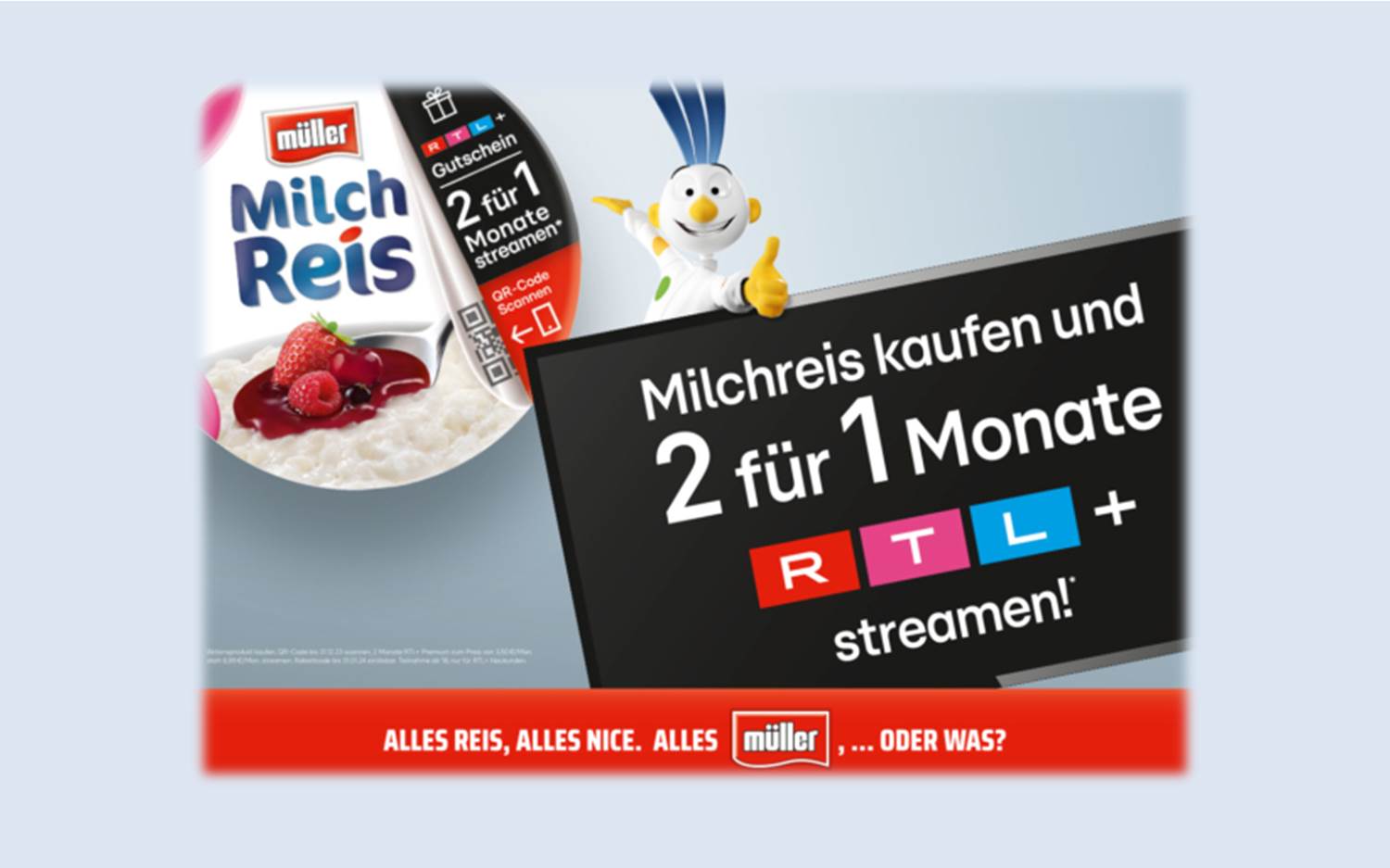 Neue Coop-Promotion am PoS – Molkerei Alois Müller x RTL+ / On-Pack-Promotion (Bildrechte: Molkerei Alois Müller GmbH & Co. KG)
