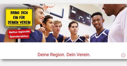 Bring dich ein für deinen Verein – Screenshot (v. 31.08.2022) der Website zur regionalen Netto Spendenaktion