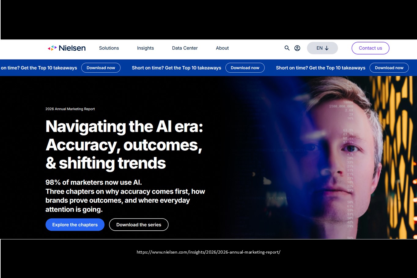 Nielsen Annual Marketing Report 2026, Screenshot der Download-Website zum Report, 27.10.2026 (Quelle: https://www.nielsen.com/insights/2026/2026-annual-marketing-report)