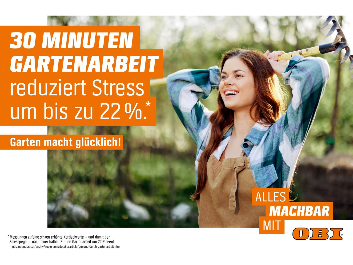 Motiv zur wissenschaftlich untermauerten OBI Herbst Aktion "Garten macht glücklich". (Bildrechte: OBI Group Holding)