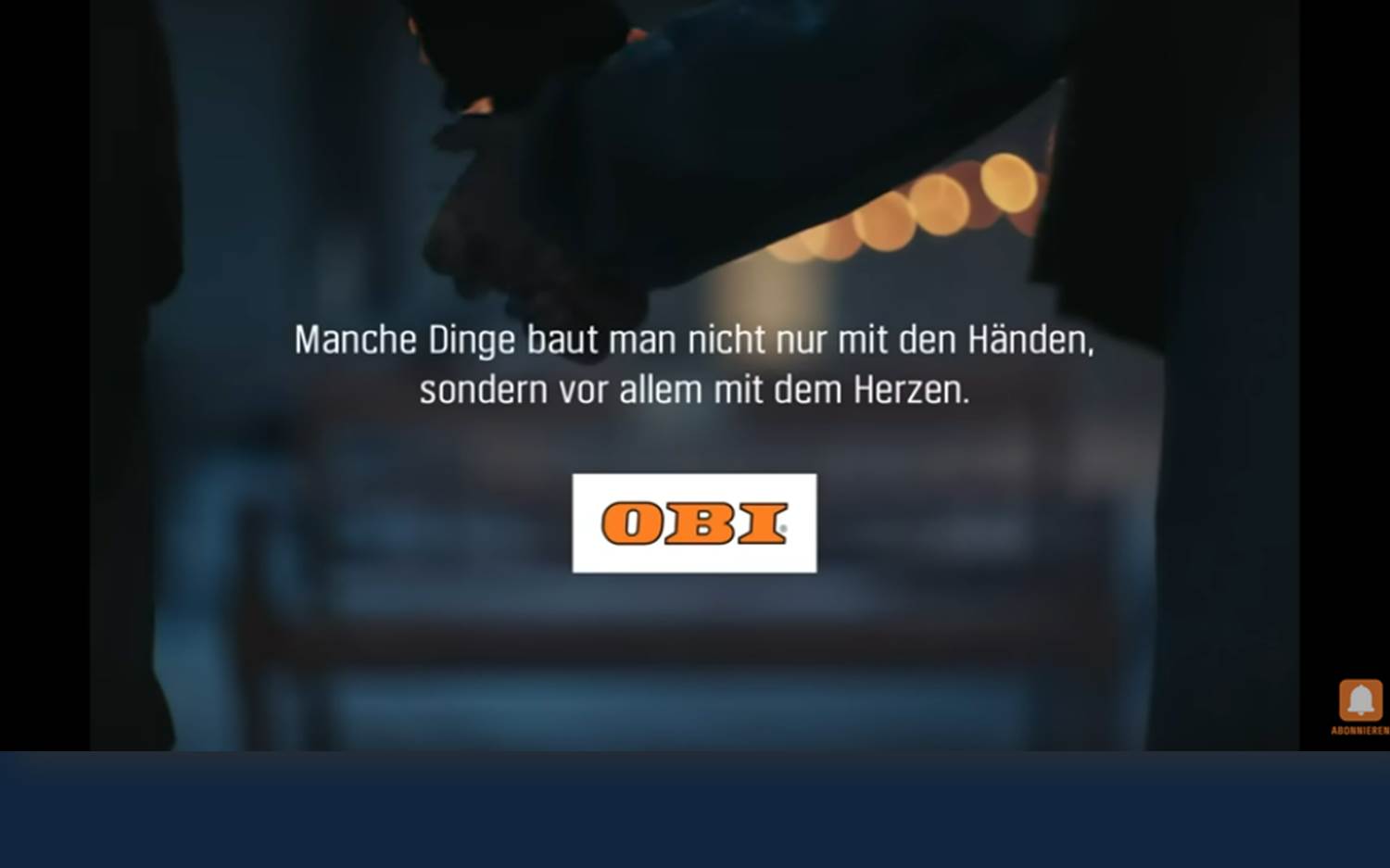 Szene aus dem OBI Weihnachtsfilm 2024, Quelle: YouTube, Titel: DIY vom Herzen (Screenshot v. 02.12.2024, Link s.o.)