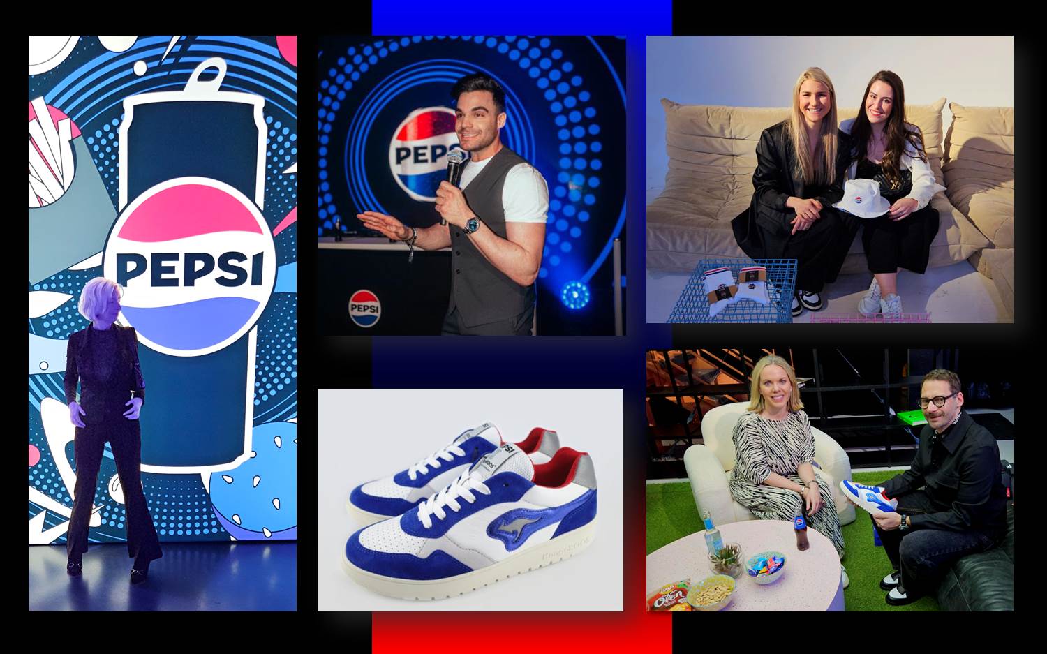 Bild-Collage © marketingScout.com Redaktion. Fotos von der Pepsi Pressekonferenz und Pepsi Influencer-Party am 20. März 2024 in der Eventlocation "Bauwerk" in Köln.